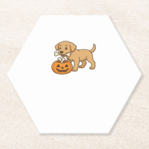 Halloween Pup with Bones and Pumpkin Pal Classic T Paper Coaster
