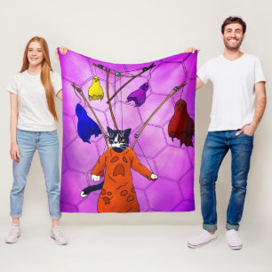 Halloween Puppet Master Cat Fleece Blanket