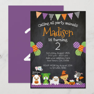 Halloween Puppies Birthday Invitation