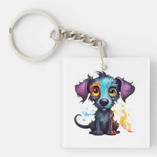 Halloween Puppy #12 Digital Art Key Ring