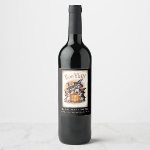 Halloween Puppy “Boo Y’all!” Vintage Dog Design Wine Label