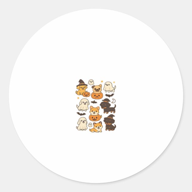 Halloween Puppy Love � Kawaii Dog Art Classic T-Sh Classic Round Sticker (Front)