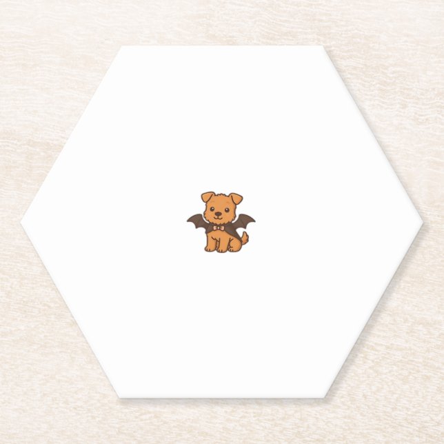 Halloween Puppy Love � Kawaii Dog Art Classic T-Sh Paper Coaster (Front)