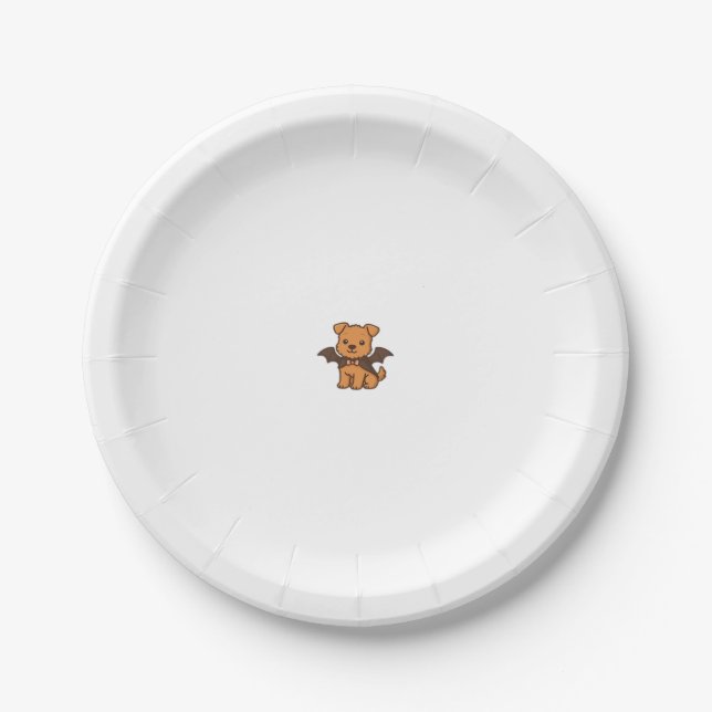 Halloween Puppy Love � Kawaii Dog Art Classic T-Sh Paper Plate (Front)