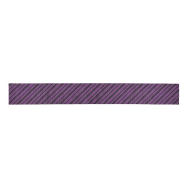 Halloween Purple and Black Diagonal Striped Ribbon Grosgrain Ribbon (Front)
