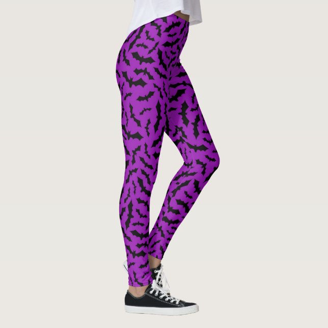 Halloween Purple Bat Popular Elegant Leggings (Right)