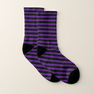 Halloween Purple Black Stripes Pattern Costume Socks