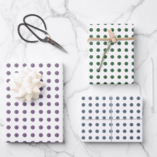 Halloween Purple, Blue, & Green Polka Dot Eyes Wrapping Paper Sheet