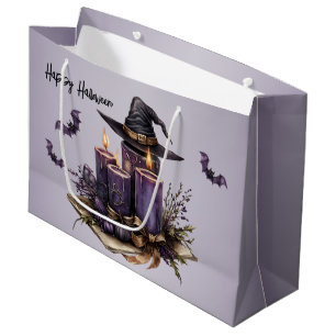Halloween Purple Candles Bats Spooky Scary Large Gift Bag
