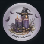 Halloween Purple Candles Bats Spooky Scary Paper Plate<br><div class="desc">Halloween Purple Candles Bats Spooky Scary Paper Plates. Unique,  beautiful,  stylish design. Easy to be personalised. Font style,  size and colours can be changed. Matching items are available.</div>