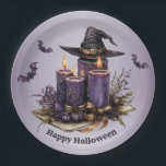 Halloween Purple Candles Bats Spooky Scary Paper Plate<br><div class="desc">Halloween Purple Candles Bats Spooky Scary Paper Plates. Unique,  beautiful,  stylish design. Easy to be personalised. Font style,  size and colours can be changed. Matching items are available.</div>
