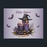 Halloween Purple Candles Bats Spooky Scary Postcard<br><div class="desc">Halloween Purple Candles Bats Spooky Scary Postcard. Unique,  beautiful,  stylish design. Easy to be personalised. Font style,  size and colours can be changed. Matching items are available.</div>