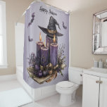 Halloween Purple Candles Bats Spooky Scary Shower Curtain<br><div class="desc">Halloween Purple Candles Bats Spooky Scary Shower Curtain. Unique,  beautiful,  stylish design. Easy to be personalised. Font style,  size and colours can be changed. Matching items are available.</div>