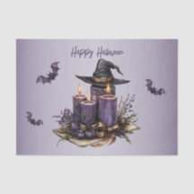 Halloween Purple Candles Bats Spooky Scary