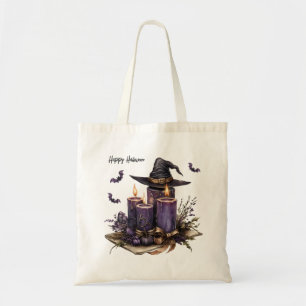 Halloween Purple Candles Bats Spooky Scary Tote Bag