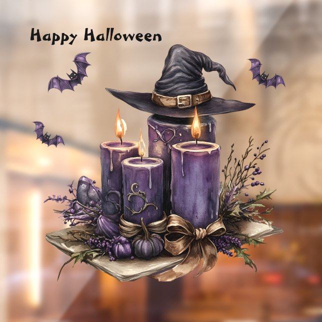 Halloween Purple Candles Bats Spooky Scary Window Cling (Sheet 2)