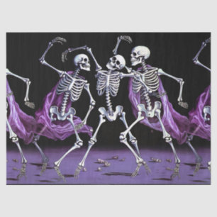 Halloween Purple Dancing Skeletons Gothic Wedding Tissue Paper