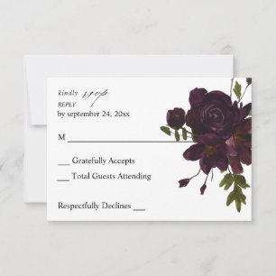 Halloween Purple Floral no Meal RSVP Card