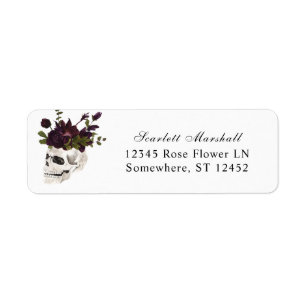Halloween Purple Floral & Skull Return Address