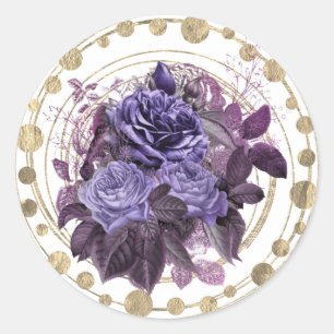 Halloween Purple Gothic Roses Classic Round Sticker