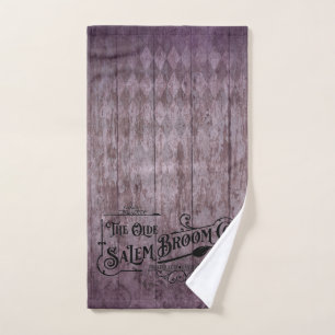Halloween Purple Grunge Gothic Salem Broom Company Hand Towel
