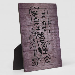 Halloween Purple Grunge Gothic Salem Broom Company Plaque