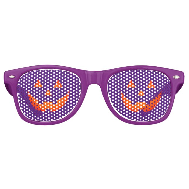 Halloween purple Jack o lantern pumpkin face  Retro Sunglasses (Front)