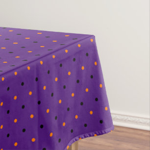 Halloween Purple Orange Black Polka Dots Pattern Tablecloth