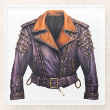 HALLOWEEN PURPLE & ORANGE LEATHER JACKET