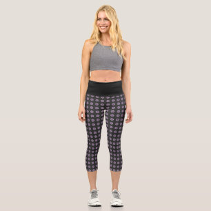 Halloween Purple Polka Dot Eyes Capri Leggings
