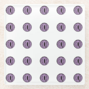 Halloween Purple Polka Dot Eyes Glass Coaster