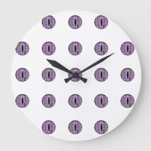 Halloween Purple Polka Dot Eyes Large Clock