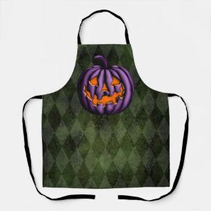 Halloween Purple Pumpkin Green Grunge Apron