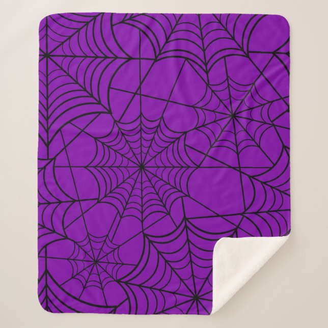 halloween purple spider web sherpa blanket (Front)