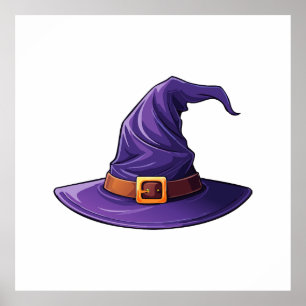 Halloween purple witch hat poster
