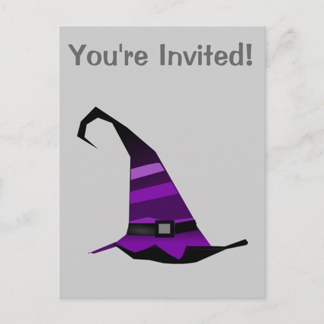 Halloween Purple Witches Hat Invitation Postcard (Front)