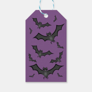 HALLOWEEN PURPLE WITH BLACK BATS GIFT TAGS