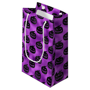 HALLOWEEN PURPLE WITH BLACK PUMPKINS SMALL GIFT BAG