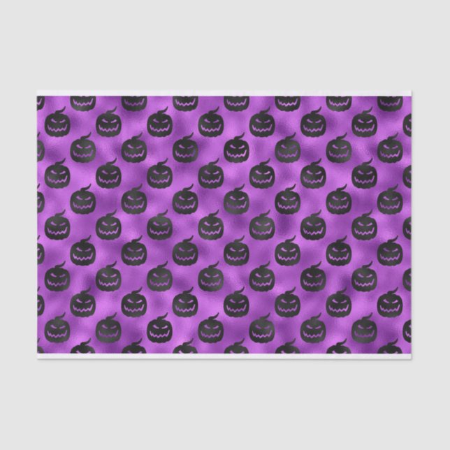 HALLOWEEN PURPLE WITH BLACK PUMPKINS TISSUE PAPER (Front)