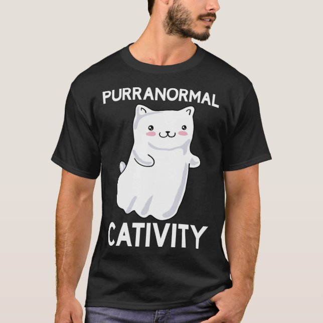 Halloween  Purranormal Cativity Ghost Cat T-Shirt (Front)