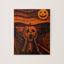 Halloween Puzzle - Pumpkin Skeleton “The Scream”