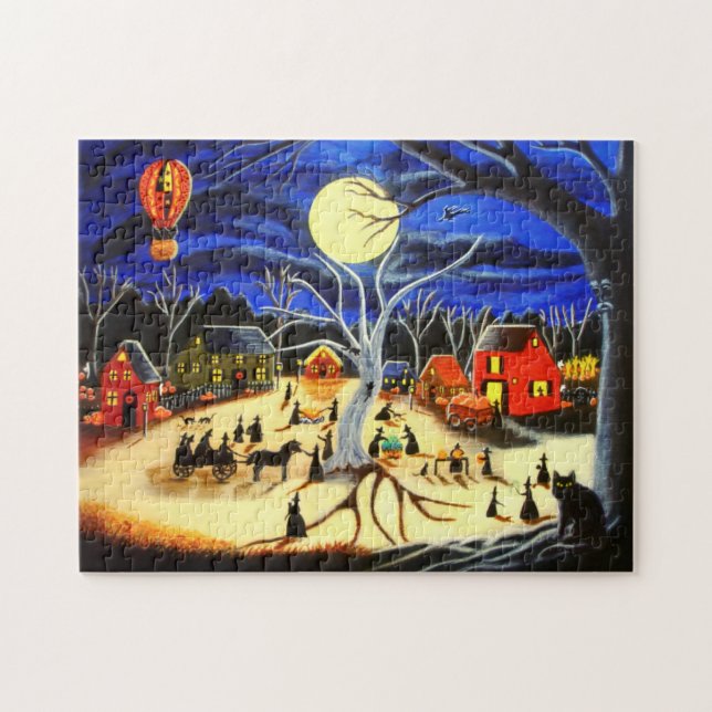 Halloween puzzle , witches prepare for Halloween (Horizontal)