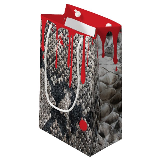 Halloween Python Snake Skin - Gory Dripping Blood Small Gift Bag (Front Angled)