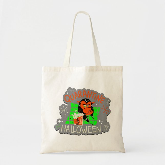 halloween quarantine monster covid lockdown tote bag (Front)
