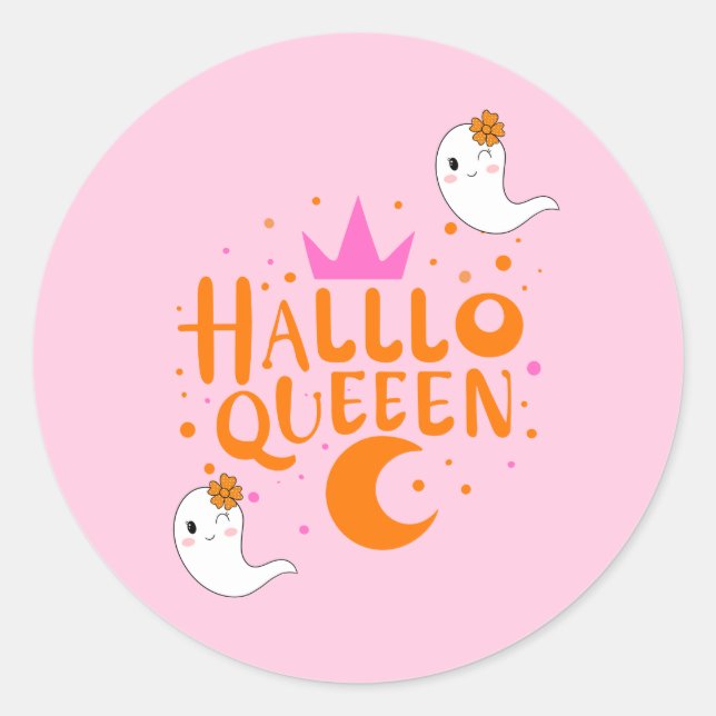 Halloween Queen, Halloqueen, Retro Halloween Art Classic Round Sticker (Front)