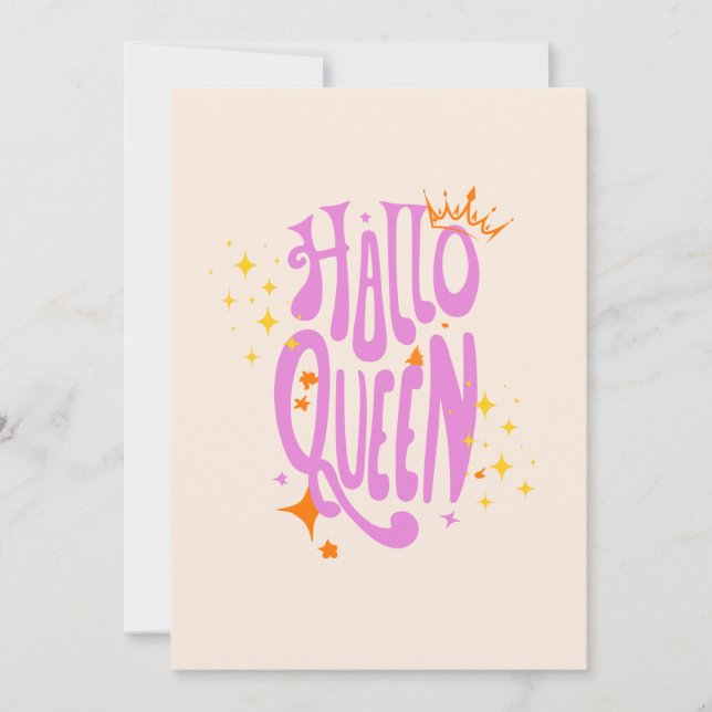 Halloween Queen, Halloqueen, Retro Halloween Art Holiday Card (Front)