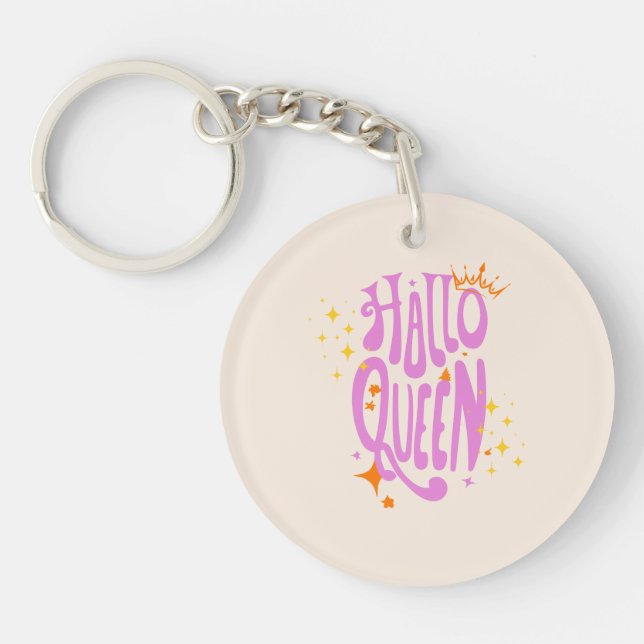 Halloween Queen, Halloqueen, Retro Halloween Art Key Ring (Front)