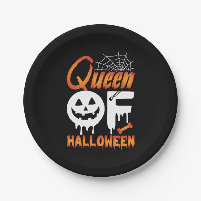 Halloween Queen Of Halloween Paper Plate (Front)
