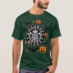 Halloween Queen Skeleton Creepy Pumpkin Bat Spooky T-Shirt