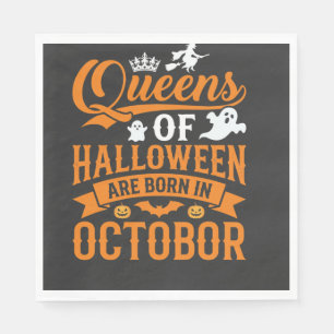 Halloween Queens Born in October Vintage Typograph Napkin